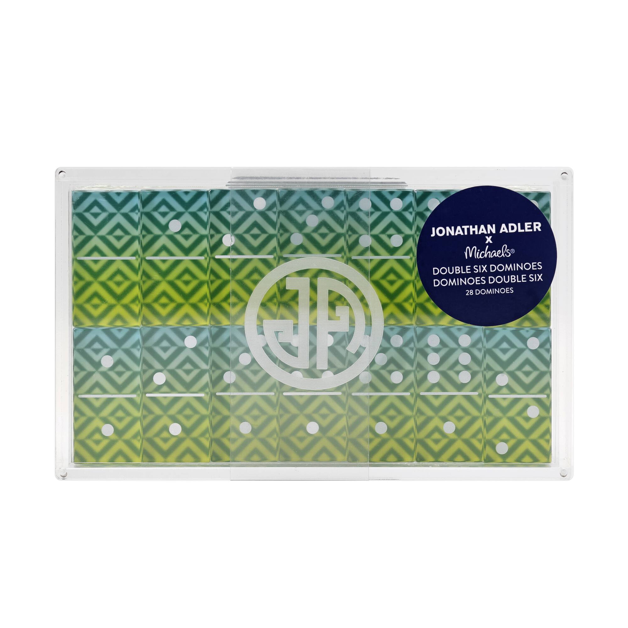 Jonathan Adler x Michaels Blue & Green Diamond Stripe Double Six Domino Set